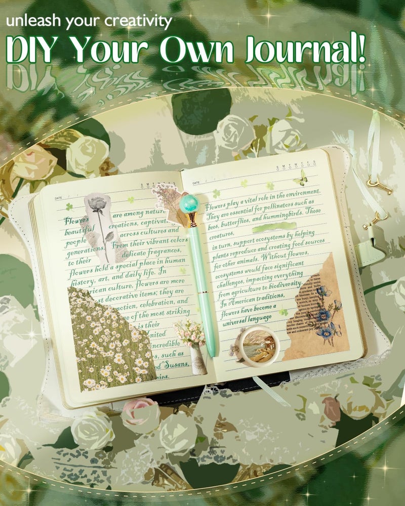 hi!SCI Diary with Lock and Keys for Girls & Women, 360 Pages Journal with Lock for Girls Gift Ideas, Girls Locking Diary with Pen, Cute Journals Set for Teen Girls Ages 8-12 (Rose Garden, Green) - Image 4